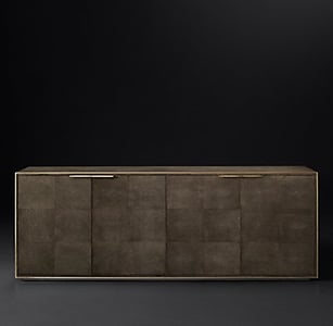 Smythson Shagreen four-door sideboard in cognac and brass